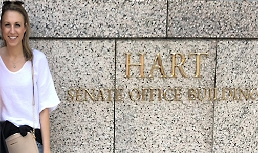 Carley Boyce in front of the Hart Senate Office Building